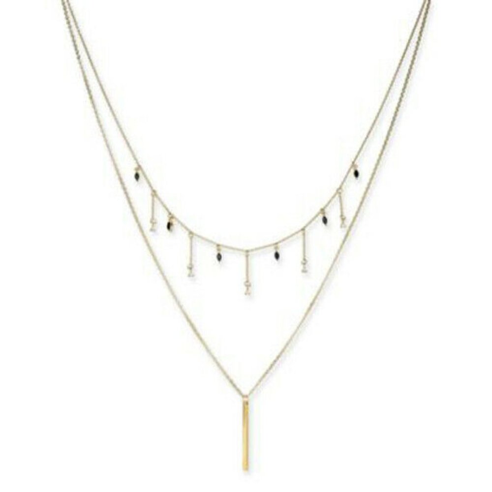 New Inc Gold-Tone Crystal, Stone & Bar Layered
